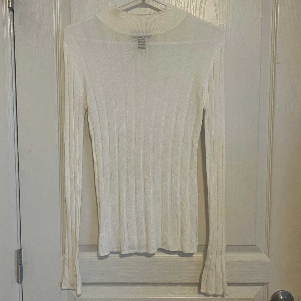 White Ribbed Long Sleeve